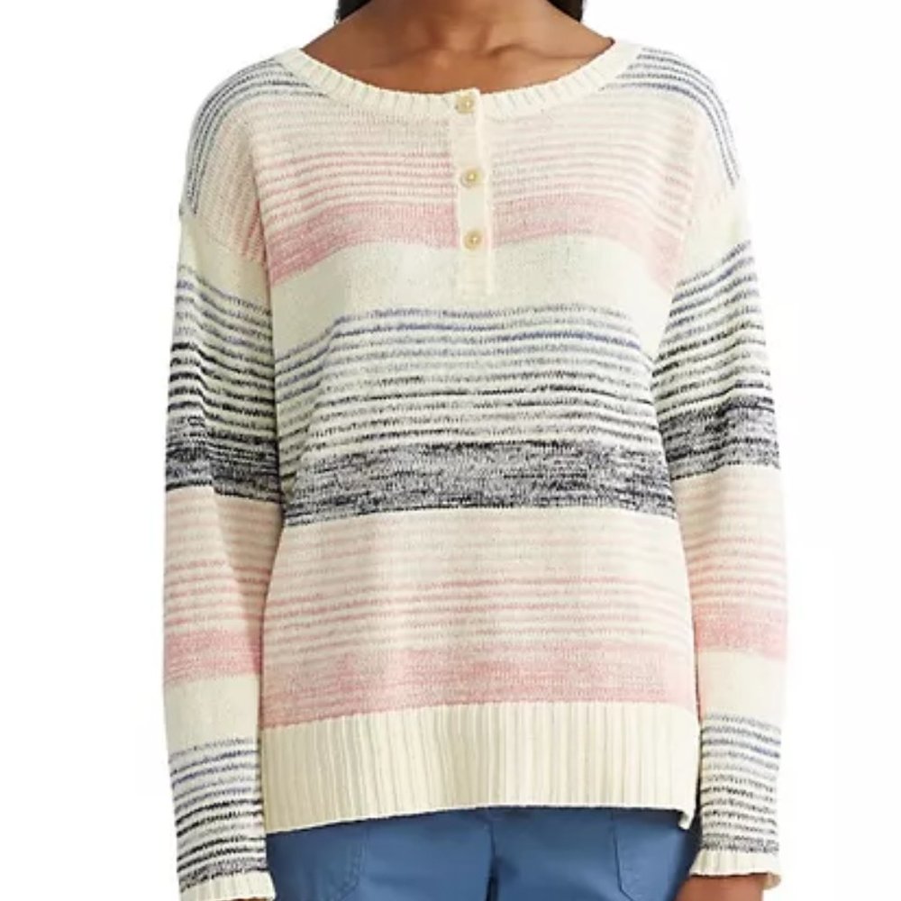 NWT S Chaps 1/4 Button Sweater Pullover